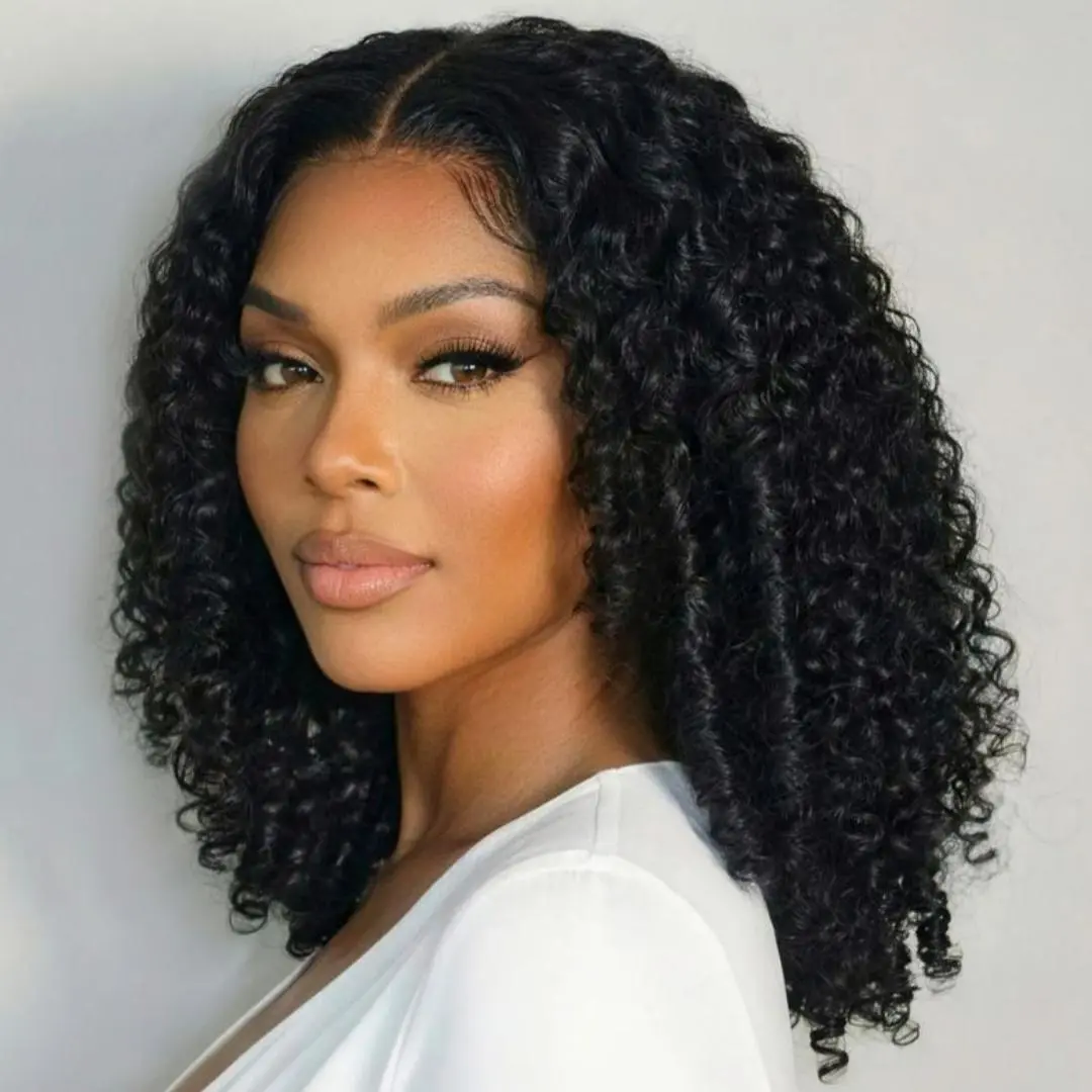 UNice Glueless Burmese Curly Layer 250% Density Afro Kinky Curly Wig Pre Bleached 7x5 HD Lace Closure Human Hair Wigs with Drawstring Pre Plucked Natural Hairline Beginners Friendly summerwins