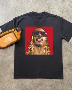 STEVIE WONDER VINTAGE 80s HEAVYWEIGHT BLACK T-SHIRT