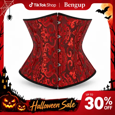 Women's Elegant Lace-Up Boned Jacquard Brocade Underbust Waist Training Corset Belt - Adjustable Fit Body Contouring Vintage Shapewear, 1-Piece Women's Underwear Accessory for Cosplay Costume 9427-live-1