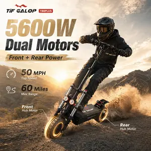 【TIFGALOP】T88PLUS Electric Scooter | Peak Power 5600W | Top Speed 50 MPH | 60 Miles Range | Heavy Duty 550 LBS Max Load | Triple Suspension | 11" Fat Tires | Off-Road Adult Scooter