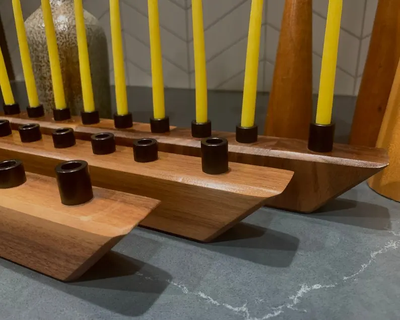 Modern Wood Menorah - Minimalist Hanukkah Decor