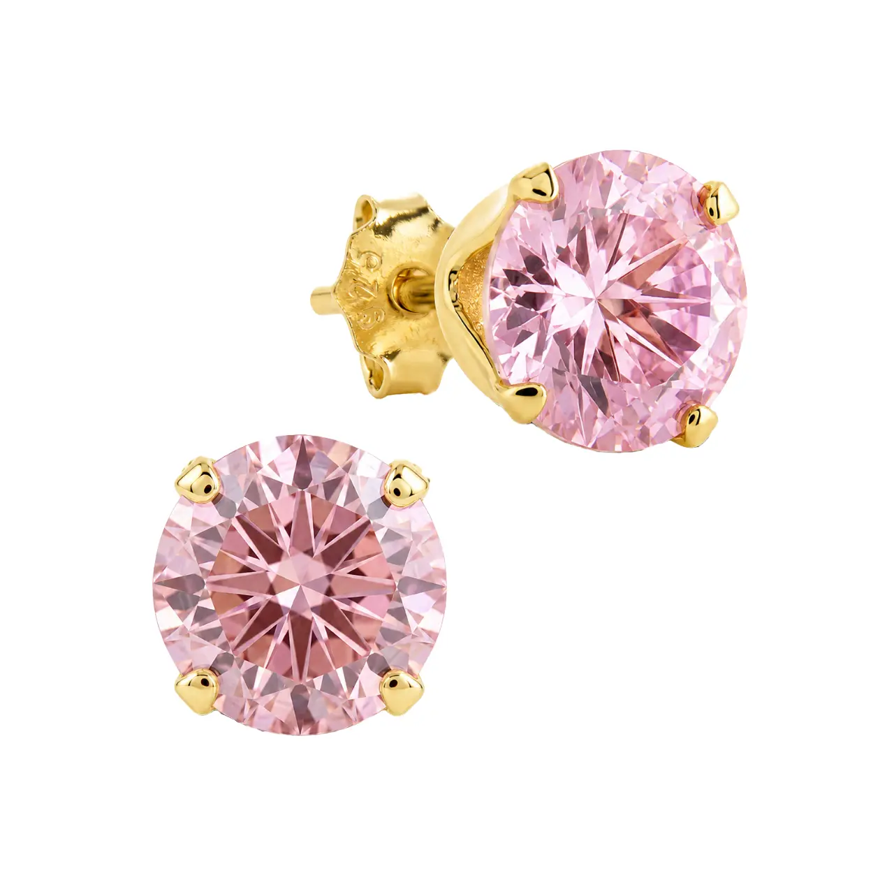 Sterling Silver 7mm Pink Sapphire CZ Stud Earrings