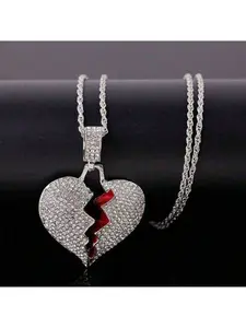 Hip-Hop Style Heart Pendant Necklace For Men And Women Hip-Hop Fashion Imitation Diamond Heart Pendant Necklace