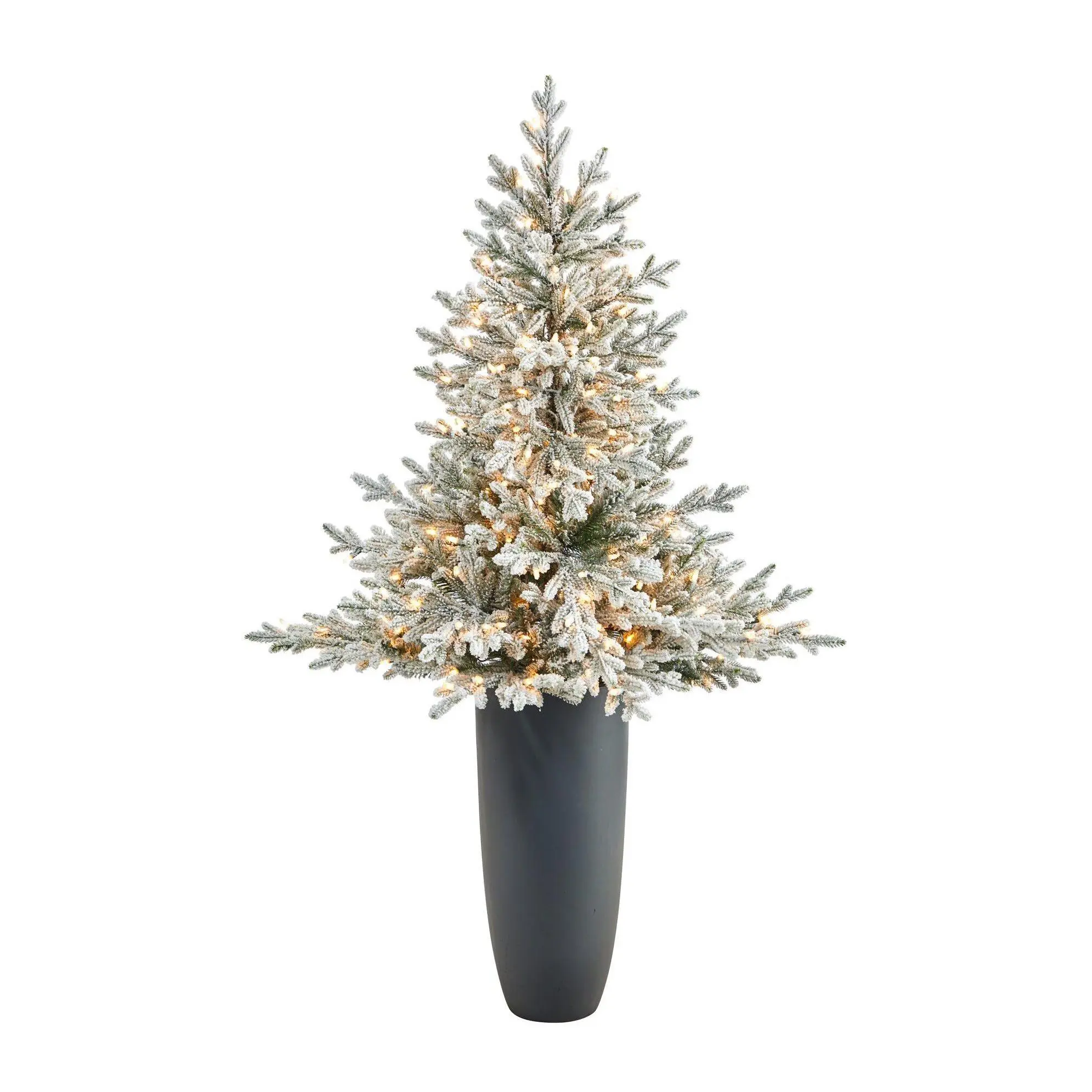 Nearly Natural 5-ft Flocked Fraser Fir Christmas Tree w/Lights