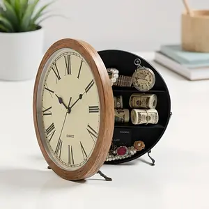 Multifunctional Secret Coin Safe Box, Silent Clock with Storage Space, Hidden Cash Holder, Wall-Mounted Clock, Secure Lock, Durable Construction