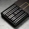 Fiberglass Chopsticks 5-Pair Set - 9.5in Durable Angular, Thick Ergonomic Non-Slip Handle, BPA-Free Eco-Friendly Dishwasher-Safe Black-Silver Alloy Kitchenware Cutlery for Asian Food, Floral Cherry Blossom Gift for First-Time Users