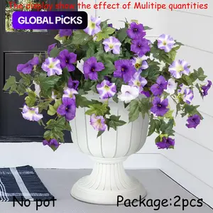 Artificial Fake Flowers Plants for Spring Winter Summer Fall Decoration, Lifelike Artificial Flower, 2 Pcs No Fade Faux Petunias,UV Resistant Realistic Silk Flowers,for Home Garden Balcony Yard Porch Deco #GLOBAL PICKS