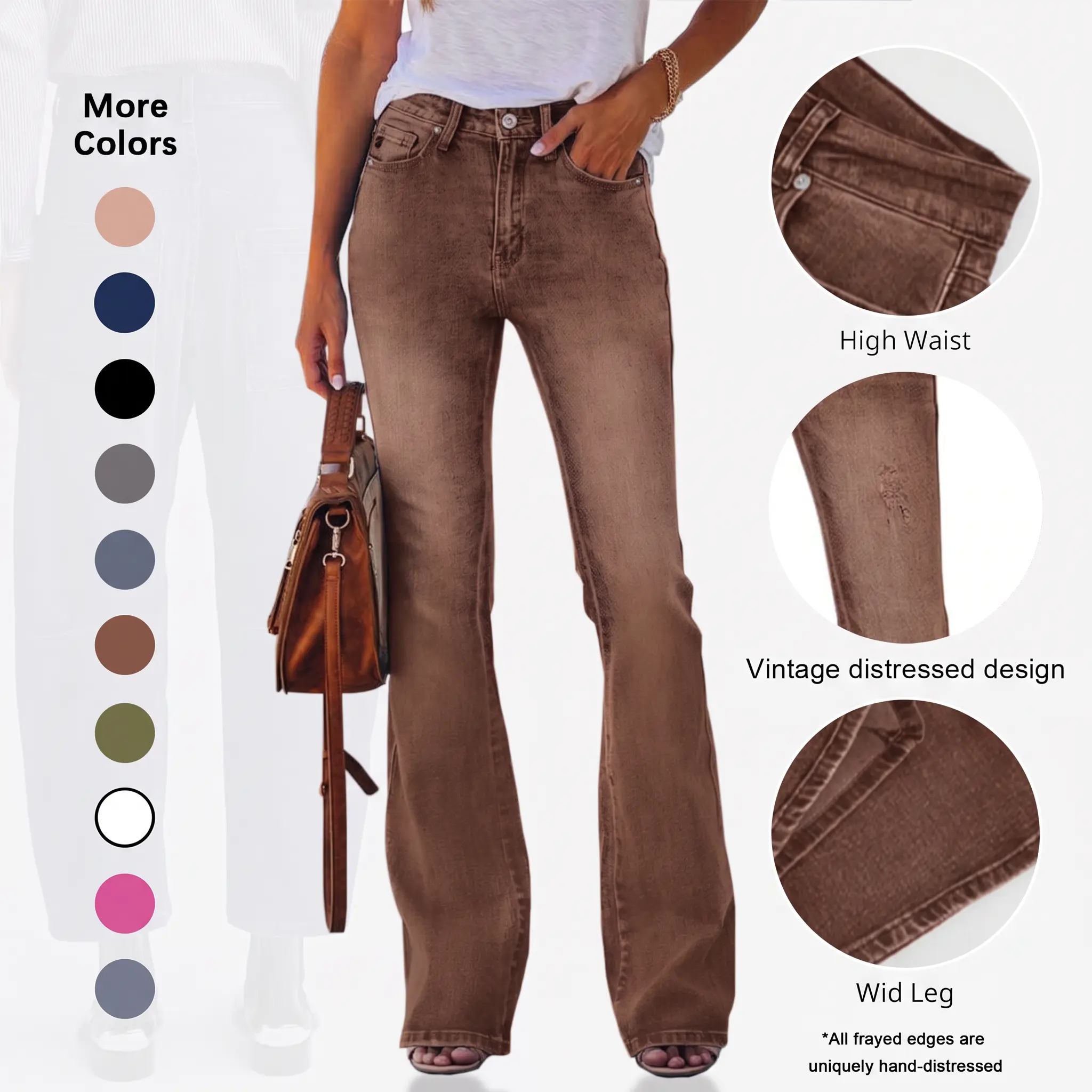 Flowyair Women's High-Waisted Stretch Jeans - Flare, Boyfriend, Bootcut Styles - Casual Denim Pants for Women, Jeans For Women,summerwins,summeroutfits,vacationoutfits,beachoutfits,back to school shopping