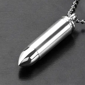 Bullet Capsule Stainless Steel Pendant: Black/whiite Daily