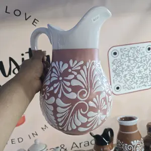 Pink with White Cielito Lindo Clay Pitcher
