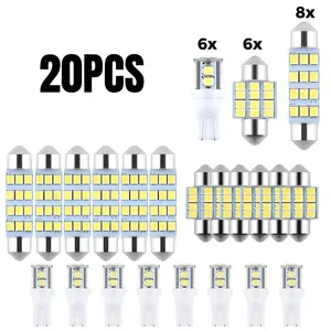 20 Pcs Super Bright T10 31mm 42mm LED Bulbs Kit, Auto Interior Light Set for Map, Dome, Trunk, Cargo & License Plate Lights