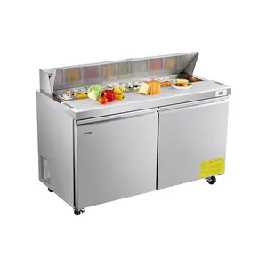 VEVOR Commercial Sandwich Prep Table Refrigerator Double Door Stainless Steel