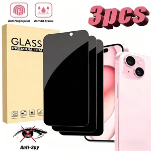 Iphone17 Series Anti-Spy Tempered Glass Screen Protector, 3-Pack, 9h Hardness, Anti-Fingerprint, Oil-Resistant, Shockproof