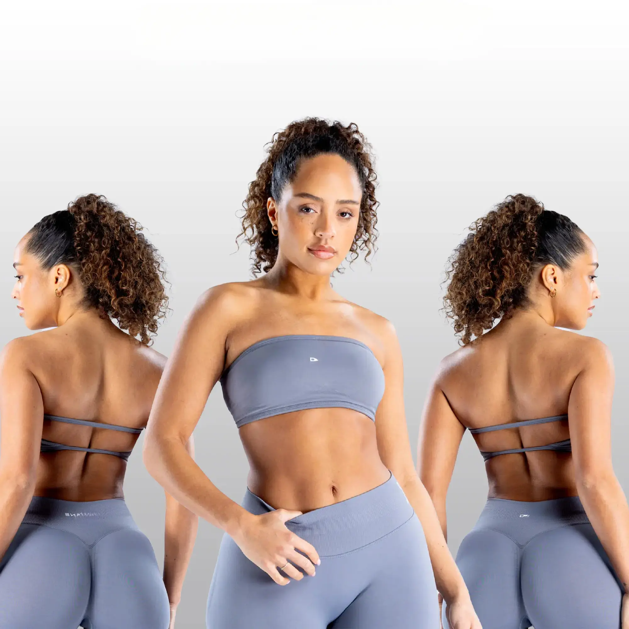 Impact Seamless Set – Backless Bandeau Sports Bra, High-Waisted Shorts & Leggings for Gym & Everyday Style