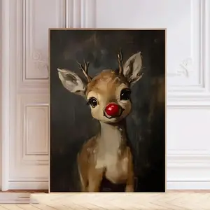Christmas Decorations DIY Christmas Theme Deer Nose Design, Party Poster Canvas Wall Art, Living Room Decoration, Festive Home Accessories