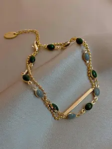Elegant French Vintage Style Double Layer Beaded Bracelet for Women, Unique Design Minimalist Fashion Accessory, Perfect Birthday Gift