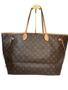Pre-owned Louis Vuitton Monogram coated canvas with Vachetta leather trim Tote Bags Neverfull Brown monogram with natural Vachetta leather Excellent S013260326010
