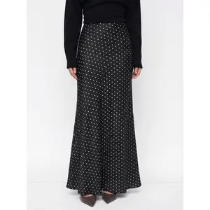 Cider Women's Satin Mid-Rise Ruffle Maxi Skirt