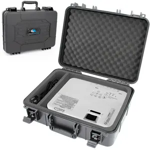 CASEMATIX Hard Shell Projector Travel Case Fits Epson VS250 VS350 VS355 with HDMI Remote - Custom Foam Compartments Shockproof Dustproof Impact Resistant - Handle