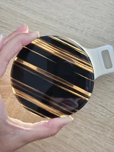 Midnight Lace Obsidian Circular Slab with Stand Included