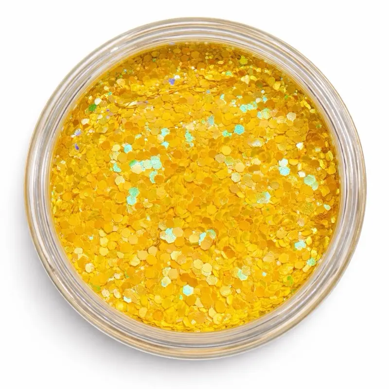Reese & Riley Co. Buttercup Illuminating Iridescent Glitter Powder - Premium Yellow Chunky Mix for Resin Art, Tumblers, DIY Crafts, Luxe Finish for Slime Makers