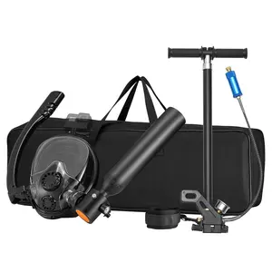 Scuba Tank, 0.5L Portable Diving Tank, Diving Oxygen Cylinder Support 5-10 Minutes Underwater Breathing, 32.81 ft Diving Depth, Refillable Snorkel Air Tank with Pump for Underwater Exploration