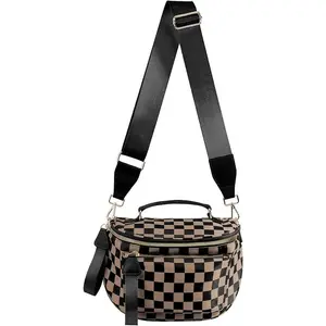 Checkered Crossbody Bag Bum Bag For Women Spacious Checkered Purse Fanny Packs Upgraded Version With Carry Handle Dual Compartments Adjustable Strap