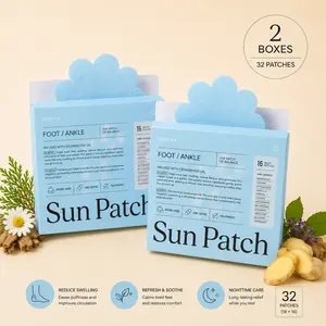 2 Packs of Sun Patch Natural Pain Relief Patches for Foot & Ankle with Cederwood Scent 32 Patches Long Lasting Comfort Vegan Friendly Daily Muscle Comfort Hot Compress Heat Pad Effective For Menstrual Cramps