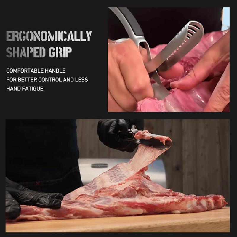 Rib Membrane Remover Stainless Steel Tool Kit, Ergonomic Handle for Easy Prep, Dishwasher Safe BBQ Accessory for Grilling and Cooking (1 Pack) Rib Membrane Remover Stainless Steel Tool Kit, Ergonomic Handle for Easy Prep, Dishwasher Safe BBQ Accessory for Grilling and Cooking (1 Pack)