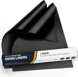 Oven Liners for Bottom of Oven - 2 Pack Large Heavy Duty Mats, 17”x25” Non-Stick Reusable Liner for Electric, Gas, Toaster Ovens, Grills - BPA & PFOA Free Kitchen Accessory to Keep Oven Clean (Black) Bakeware Set Utensils