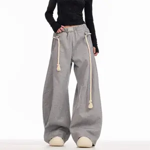 2024 Spring and Autumn New American Retro Sports Pants Female Loose Wide Leg Matchet Pants Casual Sweatpants Straight Mopping Pants Suits Baggy