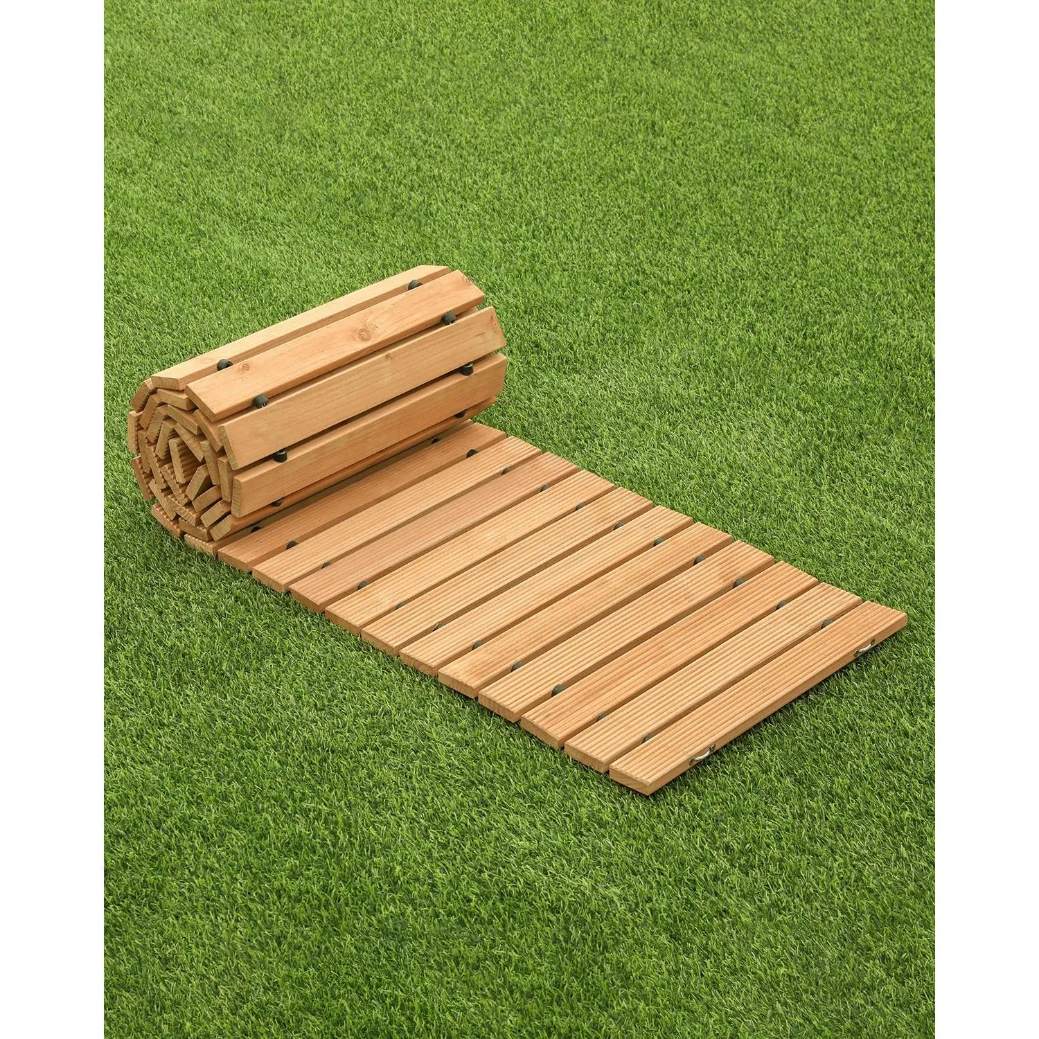 【DealsForYouDays】VEVOR Wooden Garden Pathway, 8 ft L x 17 in W, Non-Slip Straight Garden Walkway, Roll Out Cedar Outdoor Walkway Path with Wire Rope Connection, Decorative Garden Paver for Backyard Wedding Party