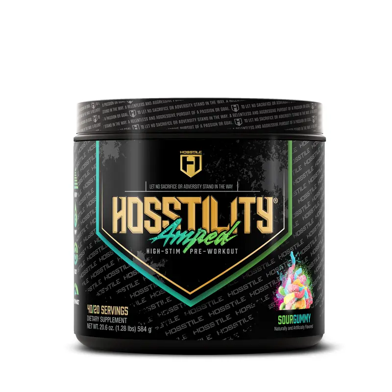 HOSSTILE Amped High-Stim Pre-Workout - 40 Servings, 450mg Energy Booster Pre-Workout Product, Extreme Energy & Focus Supplement for Intense Training, Energy Booster Pre-Workout Products