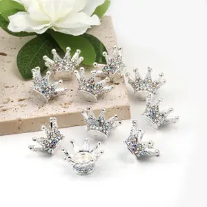 【C20】Crown Charm Spacer Beads Zircon Rhinestone Beads for DIY Bracelet pen Jewelry Making