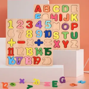 Montessori Geometric Puzzle Board, Shape Color Recognition Matching Board, Shape Sorter, Wooden Durable Educational Toy, Early Learning Shapes Alphabet Numbers