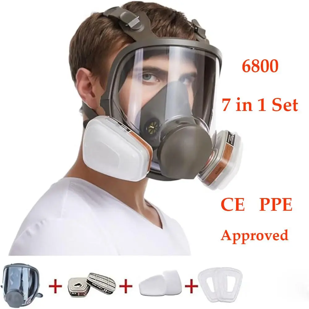 6800 Anti-Fog Gas Mask, Full Gas Face Mask, Reusable Respirator Mask for Industrial Painting & Spraying, Safety Gear with Dust Filter, Safety Equipment, Ideal for Work & Vaccinations, Dustproof Gasproof Mask, Protective Mask