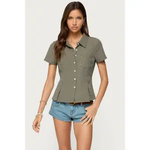 Alisa Plaid Tailored Button Up Shirt