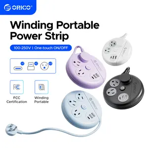 ORICO Travel Power Strip, Travel Essentials, Travel Extension Cord with 3 Outlets 3 USB Ports, 4FT Wrapped Around Extension Cord for Travel Cruise Ship Beach Vacation Essentials White-OR