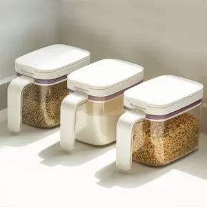 Moisture-Proof Sealed Seasoning Box Wall-Mounted Set for Home Kitchen Storage Seasoning Jar Salt Jar Condiment Bottle with Spoon Seasoning Box