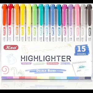 15 colors highlighters, mild color, water based, quick drying