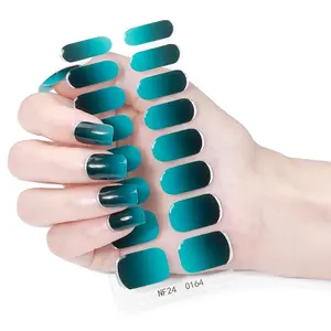 16pcs French Semi-Cured Gel Nail Strips, Gradient Self-Adhesive Full Nail Set for Women & Girls, Easy Application with UV Light, French Nail Art