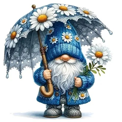 Dwarf with Daisy Pattern DIY Diamond Arts Colorful Painting Kit without Frame, DIY 5D Diamond Arts Colorful Painting Kit, Wall Art Decor for Home, Diamond Painting Kits, Crafts, Handicraft