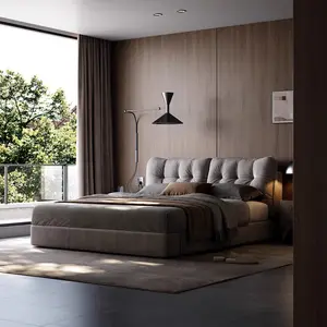 Modern Leather Upholstered Bed Frame with Headboard