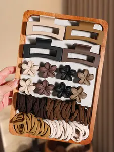 112pcs high-grade hair accessories suit brown hair clip multi-color basic hair ring simple fashion