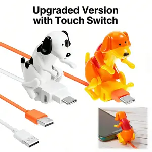Funny Dog USB Charging Cable Charger - Touch Switch Design, Mobile/Smartphone/Cellphone Charge & Data Sync, Universal iPhone & Type-C Compatibility, Cute Home Desktop Decor, Ideal Party Party Gift