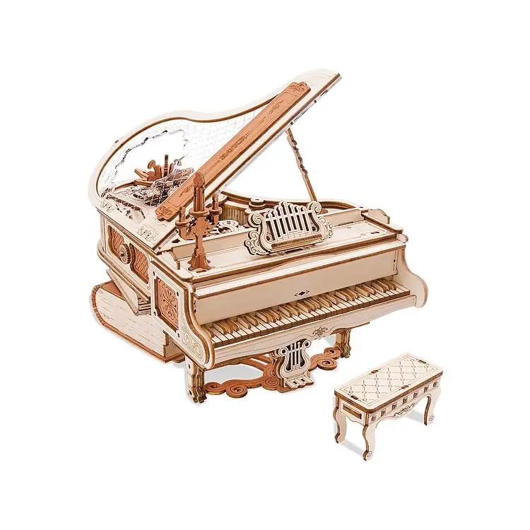 【self-assembly puzzle】ROKR AMK81 Magic Piano 3D Puzzles for Adults-Mechanical 3D Puzzles Musical Instrument-Wooden Music Box Puzzle Kit to Build-Aesth
