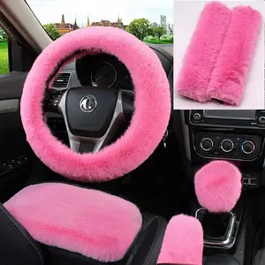 6 count/Set Soft  Faux  Steering Wheel Cover & Seatbelt  Pads & Handbrake Cover & Gear Shift Cover Winter Warm Universal Fit ()