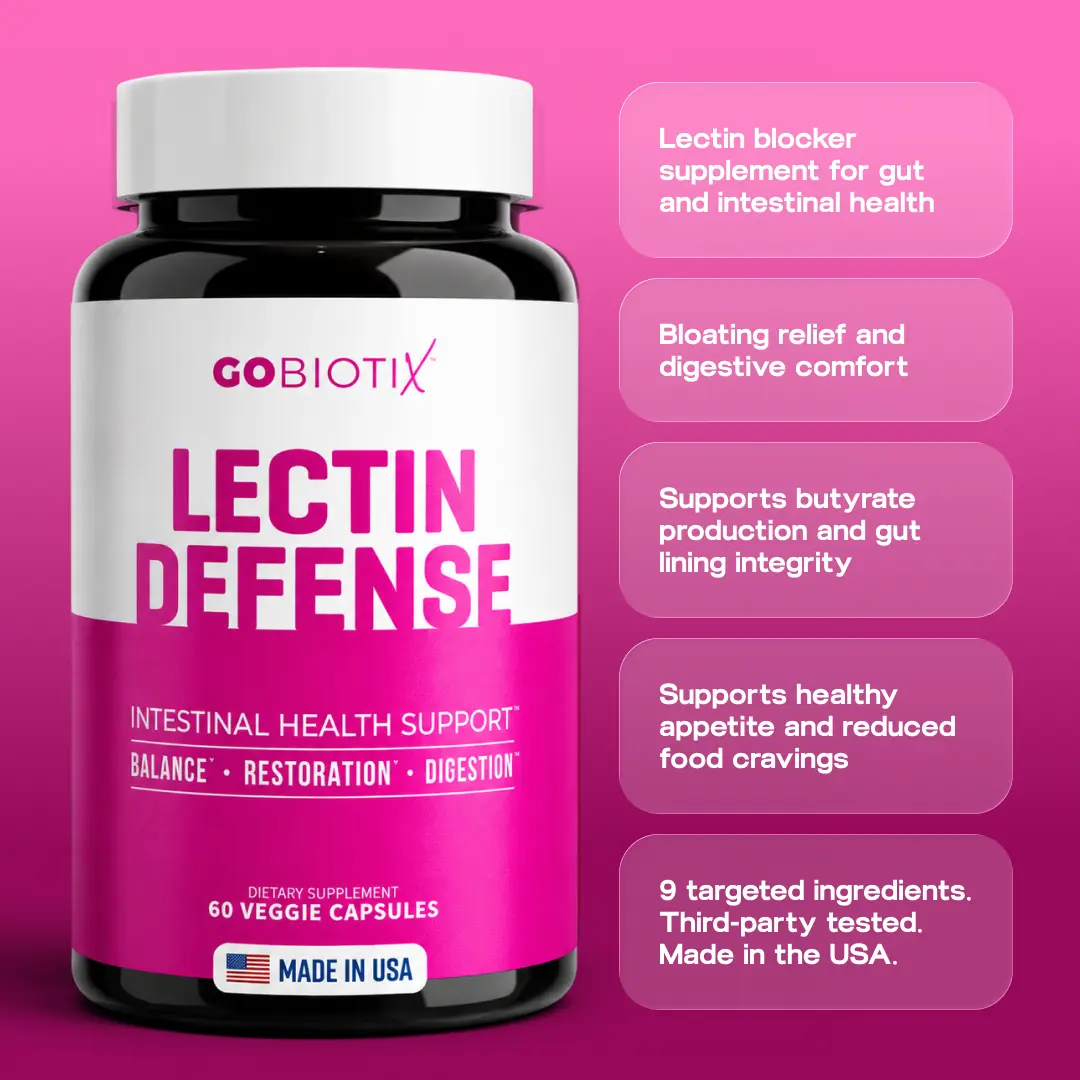 GoBiotix Lectin Defense - Lectin Blocker Supplement, Intestinal Health Support and Digestive Support- Non-GMO + Gluten Free - 60 Capsules