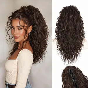Claw Long Wavy Ponytail Extension 18" Curly Pony Tail Clip in Hair Extensions for Women fluffy Natural Looking Synthetic Hairpiece for Daily Use