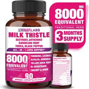 All-in-1 8000mg Highest Potency Milk Thistle NAC BeetRoot Artichoke Dandelion Root - Liver Health Support, Cleanse Detox & Repair, Antioxidant, Plus TUDCA Choline and Ginger - 90 Vegan Capsules Healthcare Edible